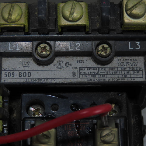 Allen Bradley 509-BJD Bulletin 509 Size 1 Magnetic Motor Controller 120V Coil