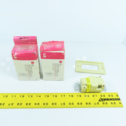 LG LGIS-15 SB 15 Amp Ground Fault GFCI Duplex Receptacle 125V "Ivory" Lot Of 2