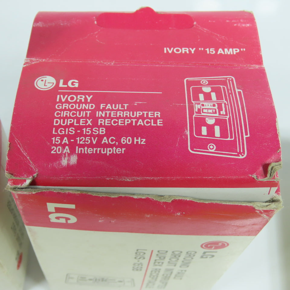 LG LGIS-15 SB 15 Amp Ground Fault GFCI Duplex Receptacle 125V "Ivory" Lot Of 2