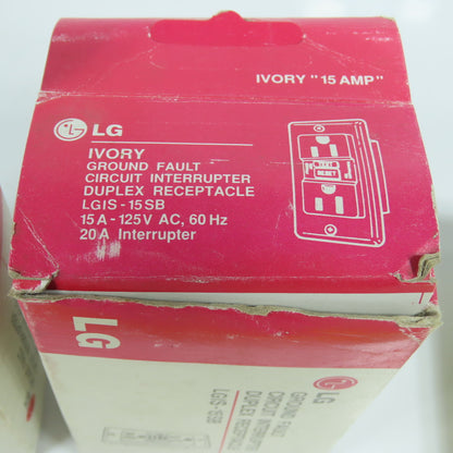 LG LGIS-15 SB 15 Amp Ground Fault GFCI Duplex Receptacle 125V "Ivory" Lot Of 2