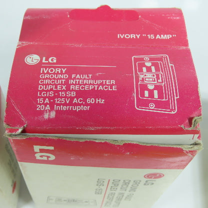 LG LGIS-15 SB 15 Amp Ground Fault GFCI Duplex Receptacle 125V "Ivory" Lot Of 2