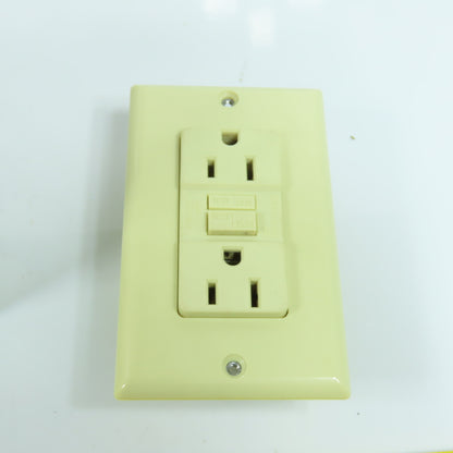 LG LGIS-15 SB 15 Amp Ground Fault GFCI Duplex Receptacle 125V "Ivory" Lot Of 2