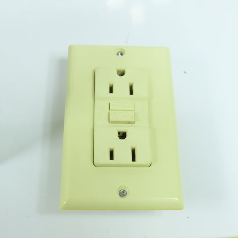 LG LGIS-15 SB 15 Amp Ground Fault GFCI Duplex Receptacle 125V "Ivory" Lot Of 2