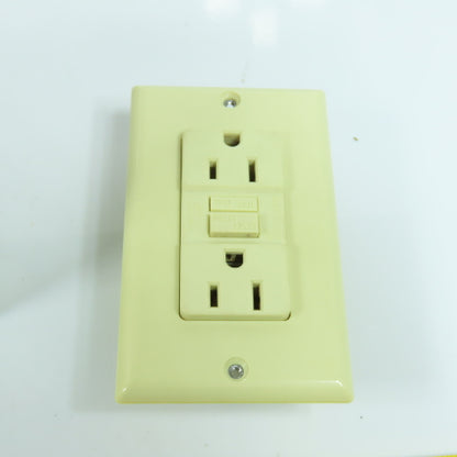 LG LGIS-15 SB 15 Amp Ground Fault GFCI Duplex Receptacle 125V "Ivory" Lot Of 2
