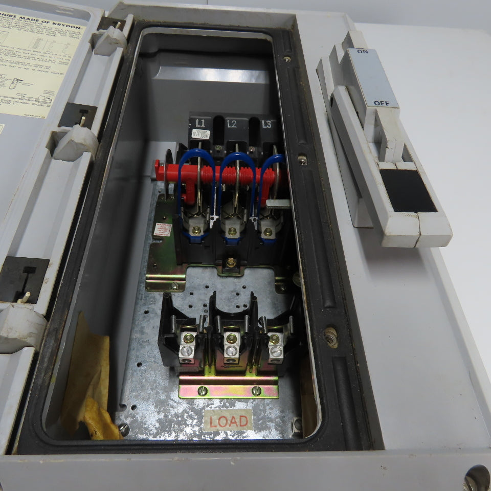 Square D H-362DX Krydon Heavy Duty Fusible Disconnect Switch 600VAC 60A 3Ph