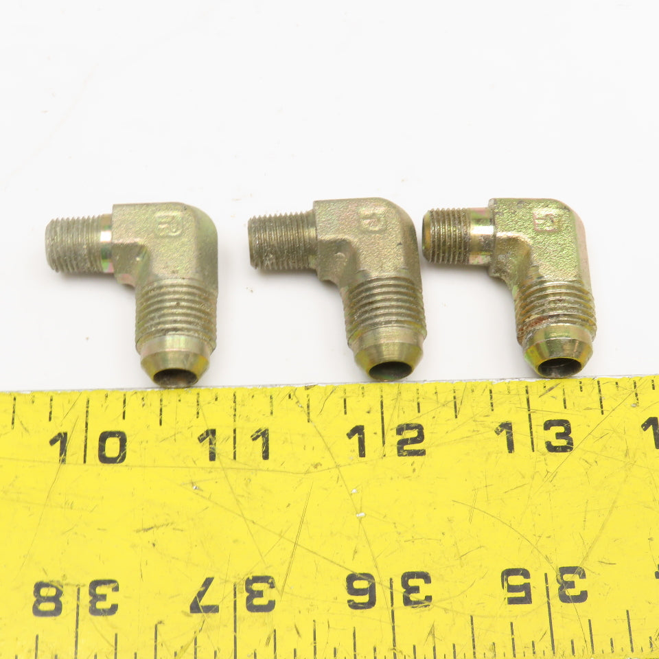 Parker 1/8" NPT x 3/8" JIC Flare Male Elbow 90° Lot Of 3
