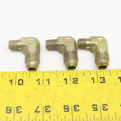 Parker 1/8" NPT x 3/8" JIC Flare Male Elbow 90° Lot Of 3