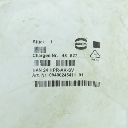 Harting HAN 24 HPR-AK-SV 09400245411 Cover Screw Locking (Aluminum) NEW