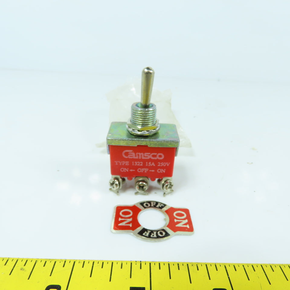 Camsco Type 1322 3-Position Snap Toggle Switch 15A 250V (On-Off-On) NEW