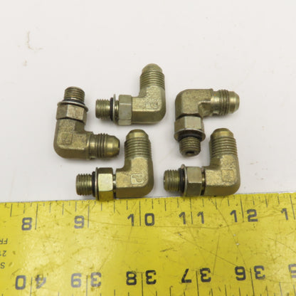 Parker 1/4" ORB x 3/8" JIC Flare Male Hydraulic Elbow Lot Of 5