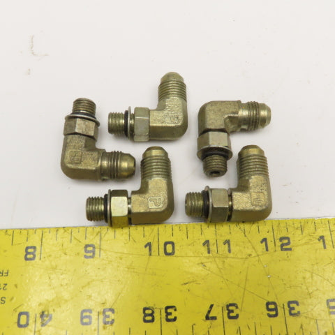 Parker 1/4" ORB x 3/8" JIC Flare Male Hydraulic Elbow Lot Of 5