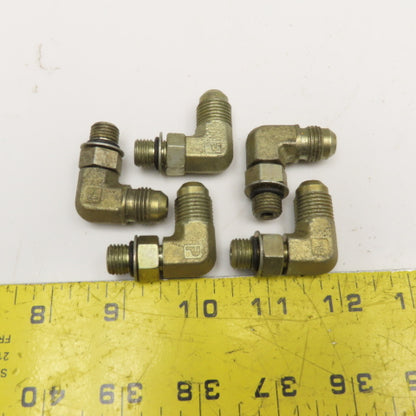Parker 1/4" ORB x 3/8" JIC Flare Male Hydraulic Elbow Lot Of 5