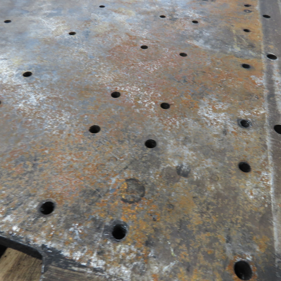 94-1/2" x 53-3/4" x 1-3/4" Thick Steel Fabrication Table Top W/Grid Jig