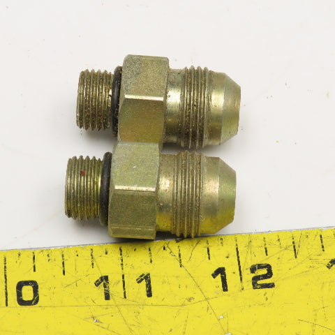Parker 3/8" ORB x 1/2" JIC Flare Straight Male Hydraulic Connector Lot Of 2