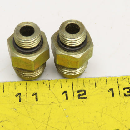 Parker 3/8" ORB x 1/2" JIC Flare Straight Male Hydraulic Connector Lot Of 2