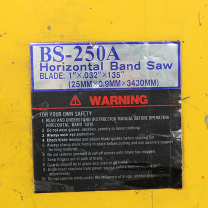Turn-Pro BS-250A 10" x 17" Horizontal Band Saw 3Ph 220/440V W/ Coolant
