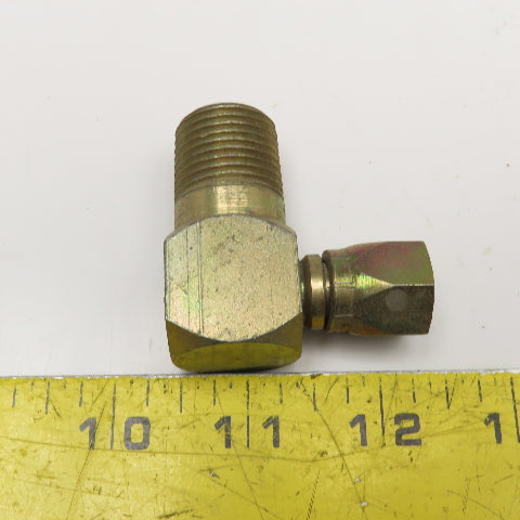 1/2" NPT Male x 1/4" JIC Swivel Female Adapter Hydraulic Elbow