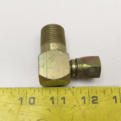 1/2" NPT Male x 1/4" JIC Swivel Female Adapter Hydraulic Elbow