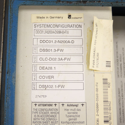 Indramat 276759 DDC01.2-N200A-DS68-00-FW Servo Controller W/5 Cards