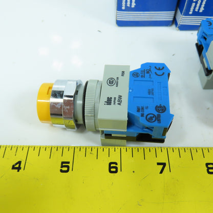 Idec ABW ABW210-Y 22mm Yellow Momentary Contact Push Button Switch Lot Of 2 NEW