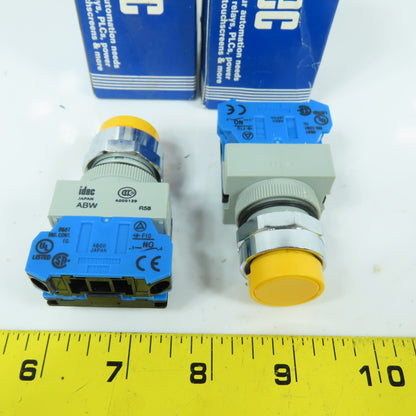 Idec ABW ABW210-Y 22mm Yellow Momentary Contact Push Button Switch Lot Of 2 NEW