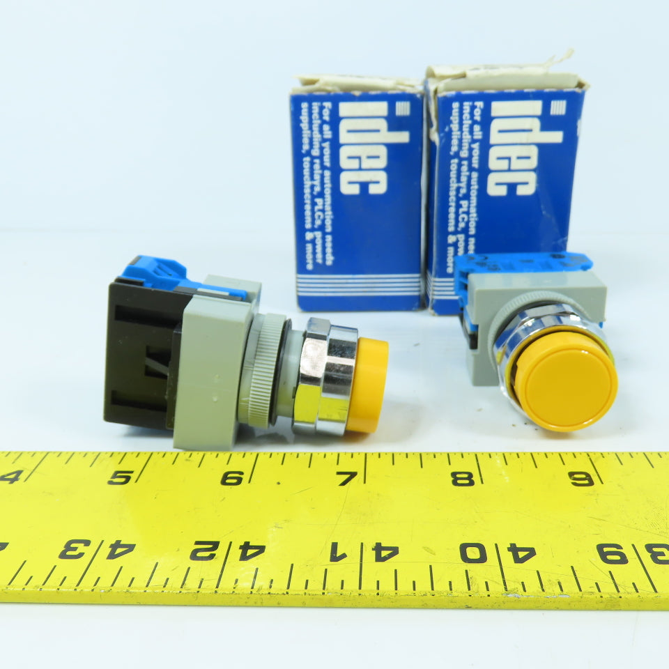 Idec ABW ABW210-Y 22mm Yellow Momentary Contact Push Button Switch Lot Of 2 NEW