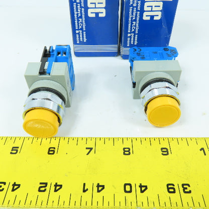 Idec ABW ABW210-Y 22mm Yellow Momentary Contact Push Button Switch Lot Of 2 NEW