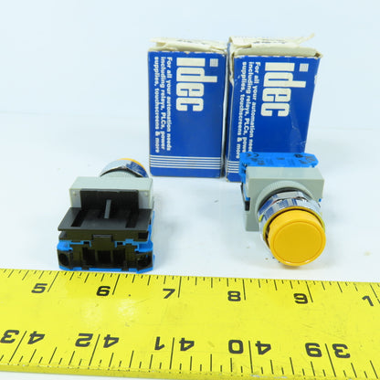 Idec ABW ABW210-Y 22mm Yellow Momentary Contact Push Button Switch Lot Of 2 NEW