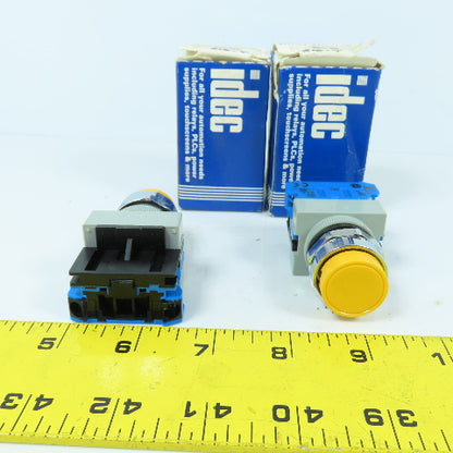 Idec ABW ABW210-Y 22mm Yellow Momentary Contact Push Button Switch Lot Of 2 NEW