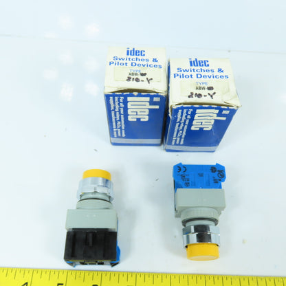 Idec ABW ABW210-Y 22mm Yellow Momentary Contact Push Button Switch Lot Of 2 NEW