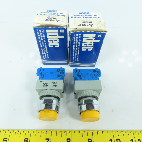 Idec ABW ABW210-Y 22mm Yellow Momentary Contact Push Button Switch Lot Of 2 NEW