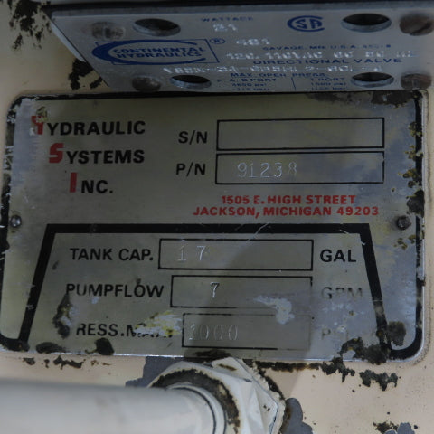 Hydraulic Systems 91238 17 Gallon Hydraulic Power Unit 7-1/2HP 23/460V 3Ph 7GPM