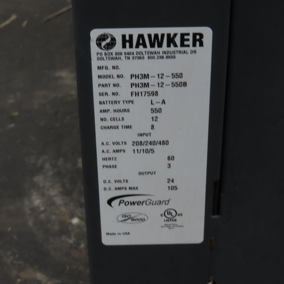 Hawker PH3M-12-550B Forklift Battery Charger 12 Cells 550AH 24V 208-240/480V 3Ph
