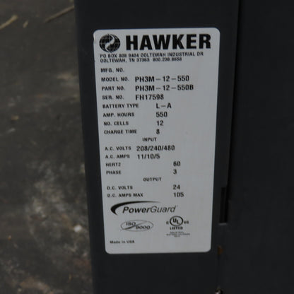 Hawker PH3M-12-550B Forklift Battery Charger 12 Cells 550AH 24V 208-240/480V 3Ph