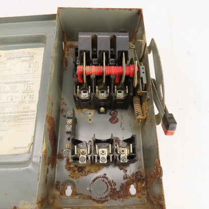 Square D H-362-N 60A 3-Pole Fusible Safety Disconnect Switch 600VAC Type 1 RUSTY