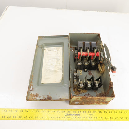 Square D H-362-N 60A 3-Pole Fusible Safety Disconnect Switch 600VAC Type 1 RUSTY