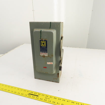 Square D H-362-N 60A 3-Pole Fusible Safety Disconnect Switch 600VAC Type 1 RUSTY