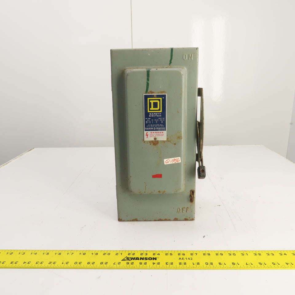 Square D H-362-N 60A 3-Pole Fusible Safety Disconnect Switch 600VAC Type 1 RUSTY