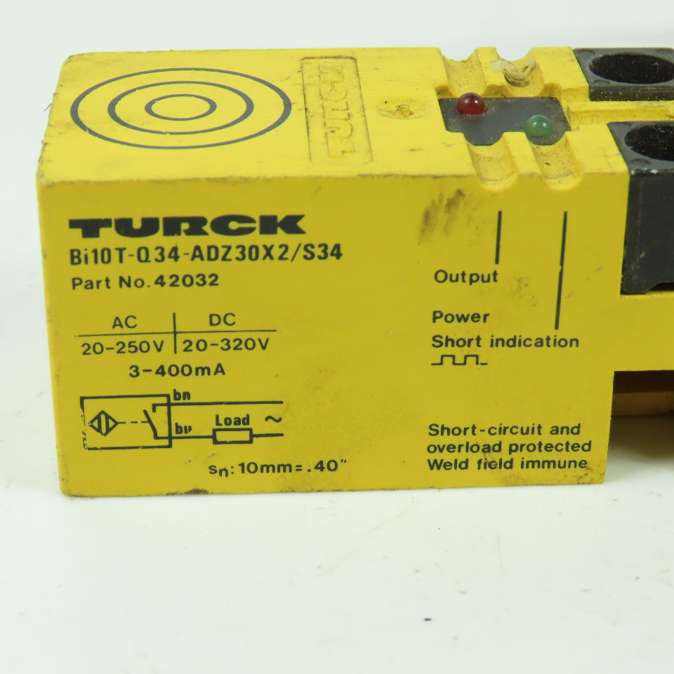 Turck Bi10T-Q34-ADZ30X2/S34 Inductive Proximity Sensor 3-400mA 250VAC 320VDC