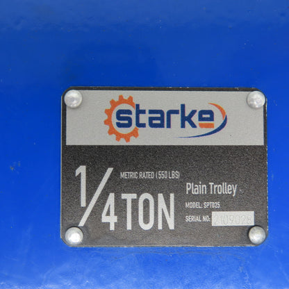 Starke SPT025 1/4 Ton Low Headroom Manual Push Plain Hoist Trolley 2" To 8"