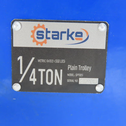 Starke SPT025 1/4 Ton Low Headroom Manual Push Hoist Trolley 2" To 8" W/ Stop