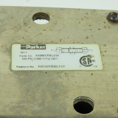 Parker H45WXBBL53A ISO Size 4 Solenoid Valve 145PSI 1000KPa Max 5599-2