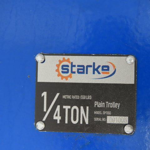 Starke SPT050 1/4 Ton Low Headroom Manual Push Plain Hoist Trolley 2" To 8"
