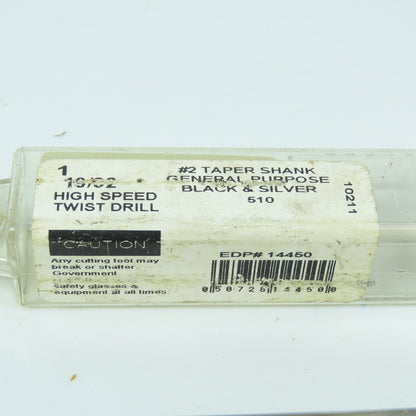 Viking 10211 19/32" General Purpose HS Drill Bit #2 Taper Shank 9" OAL NEW USA