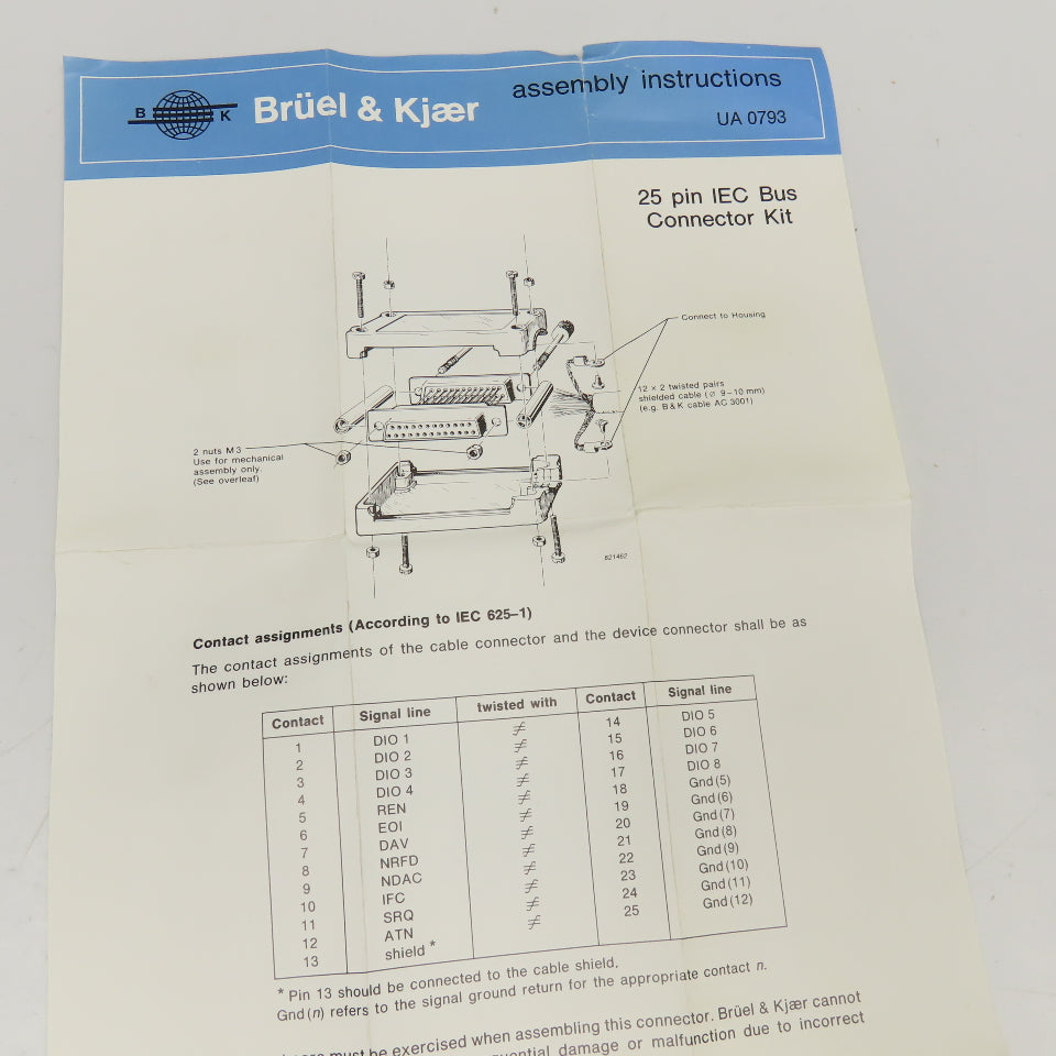 Bruel & Kjaer Type UA 25 Pin IEC Bus Connector Kit