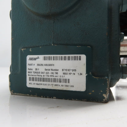 Dodge 20A20L14SL500FH Tigear 20:1 1750RPM 1.34Hp Input 88RPM LH Output Gearbox