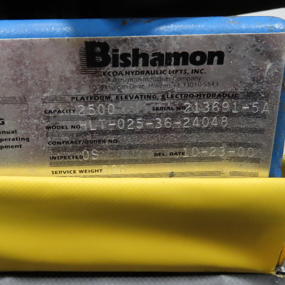 Bishamon 2500Lbs. 48" x 24" Rotating Scissor Lift Table 14-47" Lift 3Ph