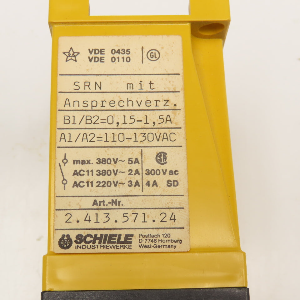 Schiele 2.413.571.24 Current Monitor Relay 0.05-30s 150-1500MA 110/130V