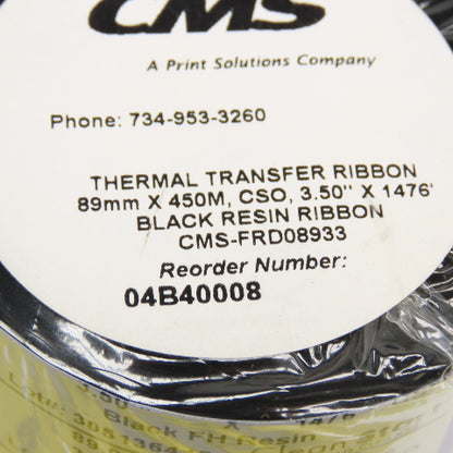 CMS CMS-FRD08933 04B40008 Black Thermal Transfer Ribbon 89mm x 450m 3.5" x 1476'