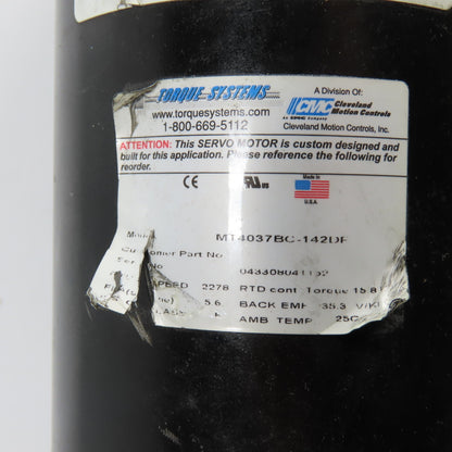Cleveland Motion Controls MT4037BC-142DF Servo Motor 15.8 Torque 2278RPM